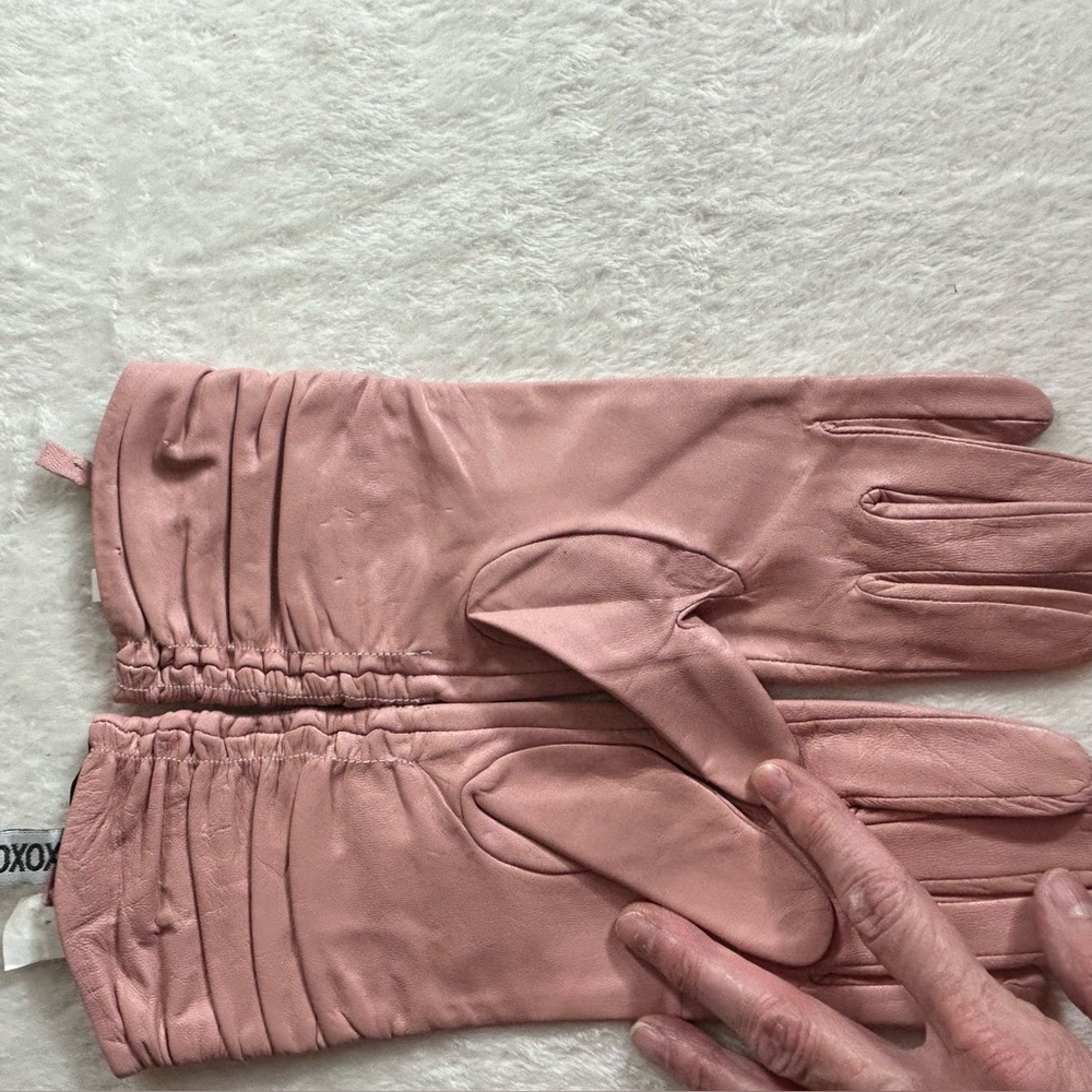 XOXO Pink Women's Leather Gloves Size M - Picture 6 of 6